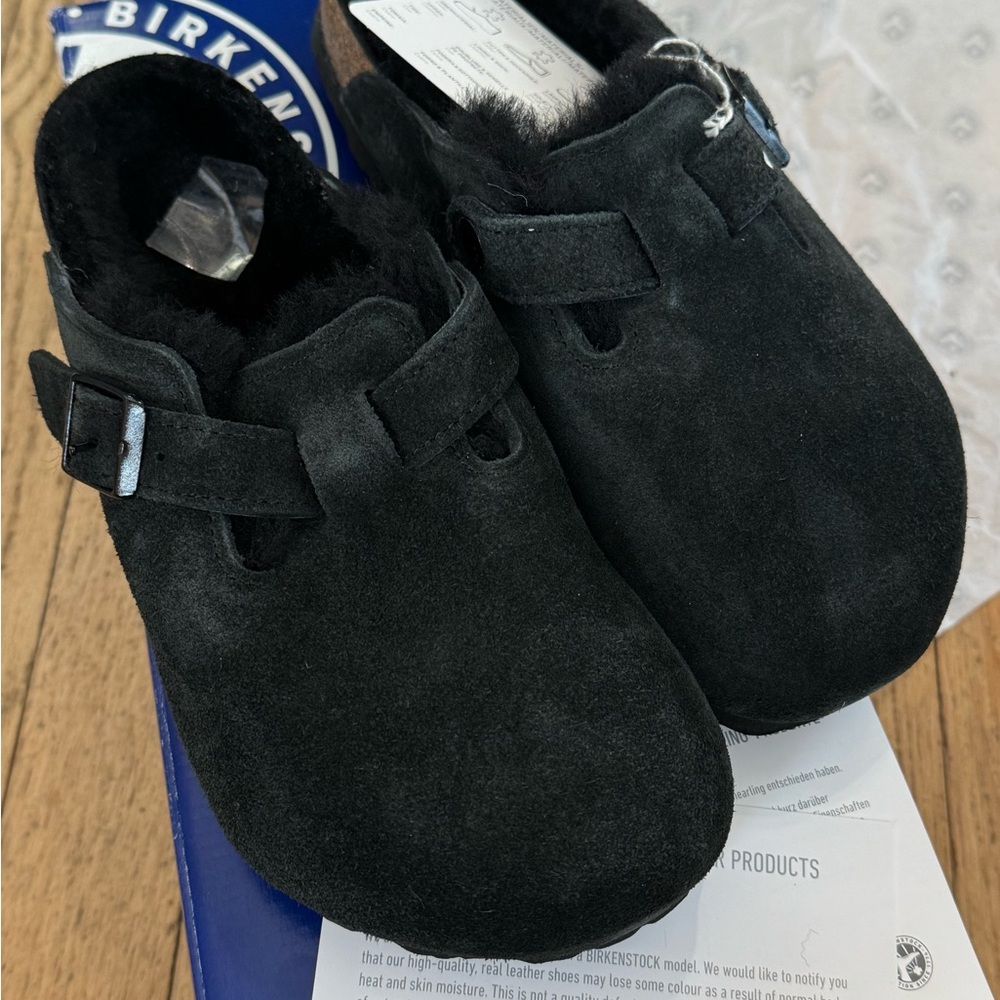 Birkenstock Boston Shearling Clogs Black NWT size 36 US 5.5/6